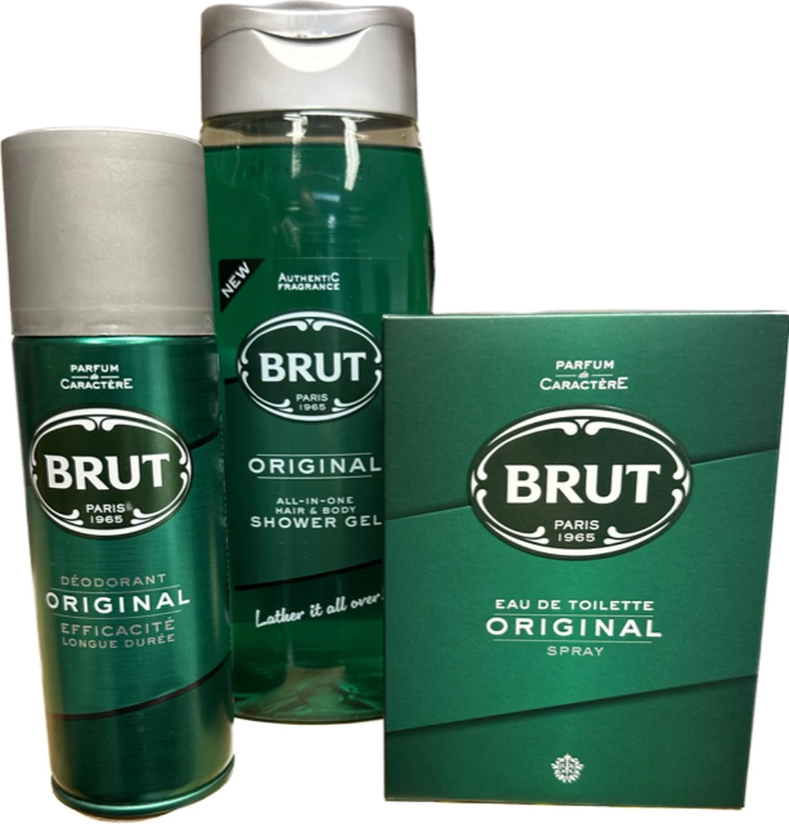 Brut Original - Pakket - 3in1 Douchegel 500 Ml & Eau De Toilette 100 Ml & Deo Spray 200 Ml 3 Brut Original - Pakket - 3in1 Douchegel 500 Ml & Eau De Toilette 100 Ml & Deo Spray 200 Ml