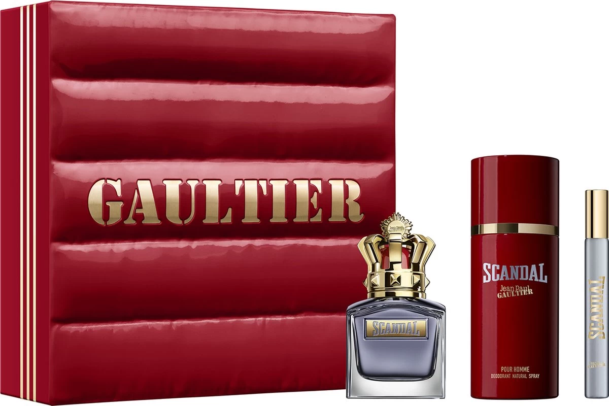 Jean Paul Gaultier Scandal Pour Homme Giftset - 50 Ml Eau De Toilette Spray + 10 Ml Eau De Toilette Tasspray + 150 Ml Deospray - Cadeauset Voor Heren 3 Jean Paul Gaultier Scandal Pour Homme Giftset - 50 Ml Eau De Toilette Spray + 10 Ml Eau De Toilette Tasspray + 150 Ml Deospray - Cadeauset Voor Heren
