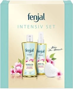 Fenjal Intensiv Giftset - Intense Doucheolie 225 Ml + Intense Lichaamsolie Spray 145 Ml + Cream Soap 90 G - Verzorgingsgiftset