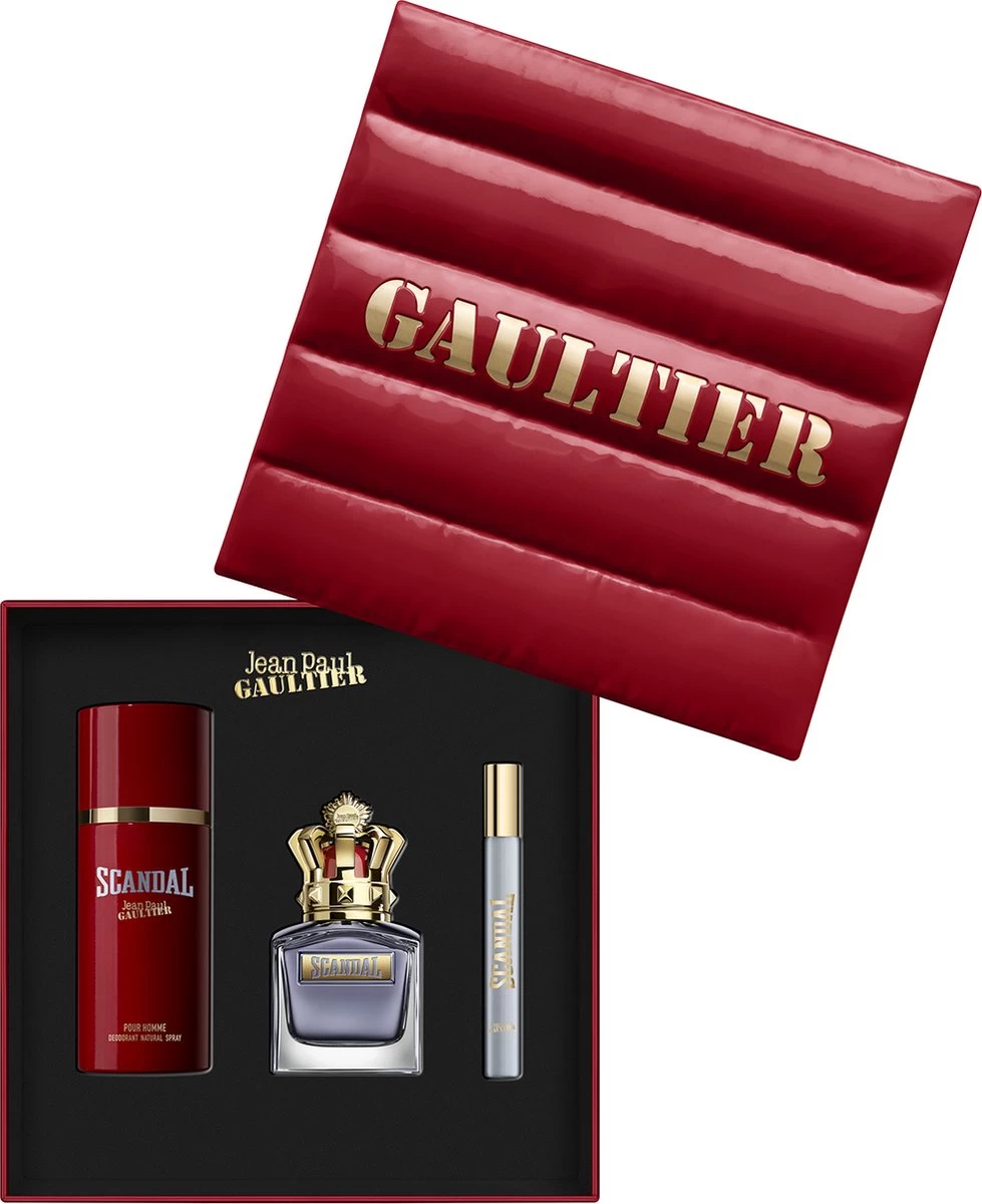 Jean Paul Gaultier Scandal Pour Homme Giftset - 50 Ml Eau De Toilette Spray + 10 Ml Eau De Toilette Tasspray + 150 Ml Deospray - Cadeauset Voor Heren 5 Jean Paul Gaultier Scandal Pour Homme Giftset - 50 Ml Eau De Toilette Spray + 10 Ml Eau De Toilette Tasspray + 150 Ml Deospray - Cadeauset Voor Heren - Afbeelding 3